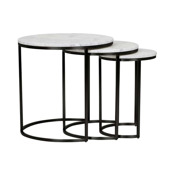 Elle Round Marble Nest of Side Tables